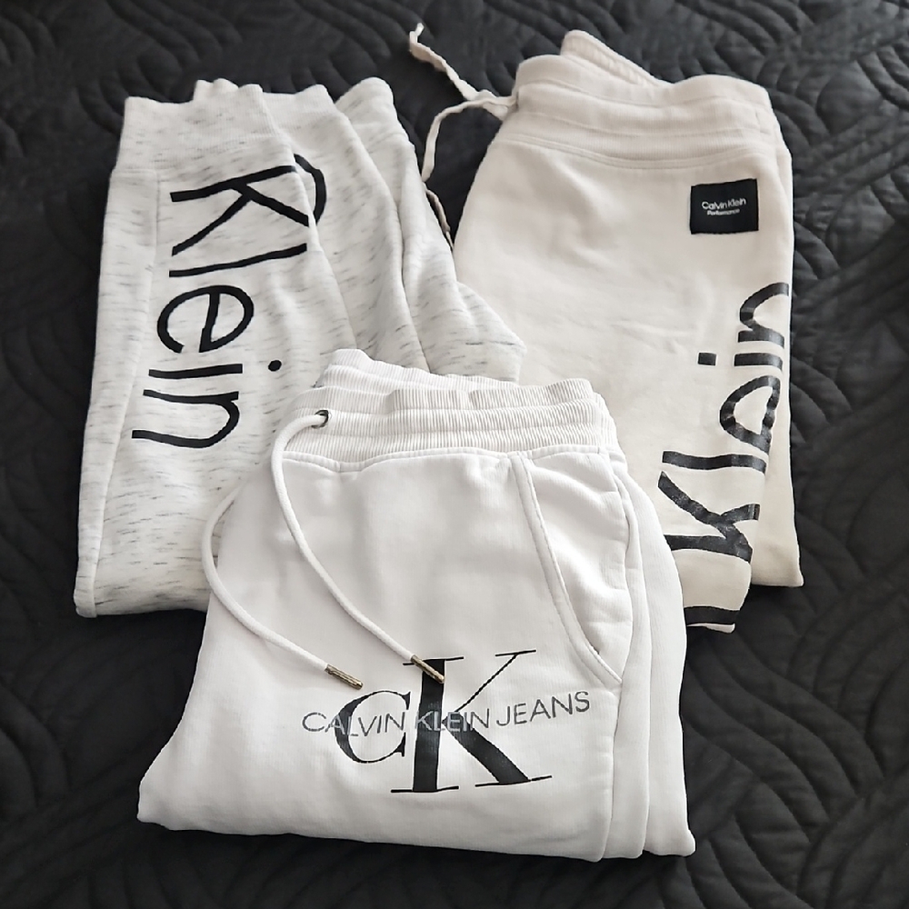 Calvin Klein White and Gray Joggers
